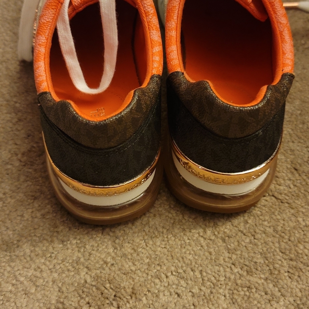 Michael Kors Cream and Orange Logo Sneakers - Picture 3 of 3